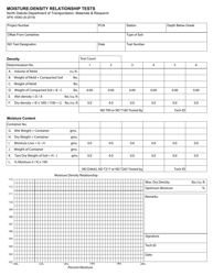 Document preview: Form SFN10063 Moisture-Density Relationship Tests - North Dakota