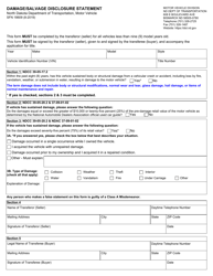 Document preview: Form SFN18609 Damage/Salvage Disclosure Statement - North Dakota
