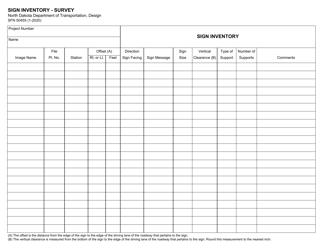 Document preview: Form SFN50455 Sign Inventory - Survey - North Dakota