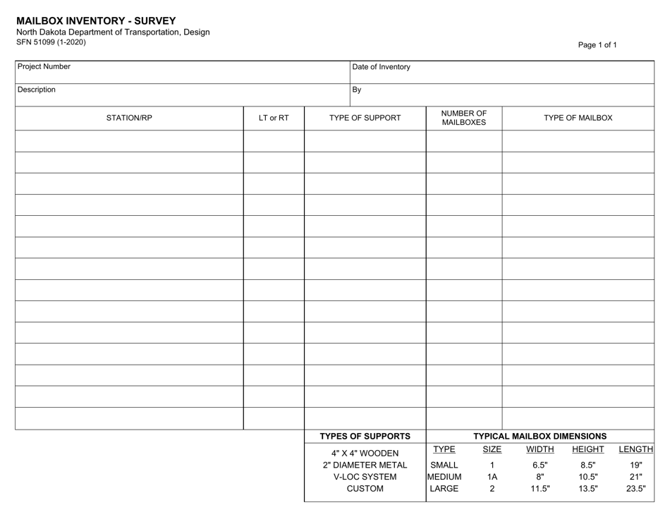 Form SFN51099 Download Fillable PDF or Fill Online Mailbox Inventory ...