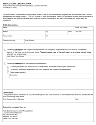 Document preview: Form SFN60639 Single Audit Certification - North Dakota