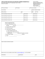 Document preview: Form SFN61273 Application for Duplicate Motor Carrier Credentials - North Dakota