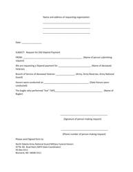 &quot;Funeral Honor Stipend Application Form&quot; - North Dakota