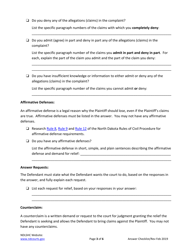 Answering a Civil Summons and Complaint Checklist - North Dakota, Page 3