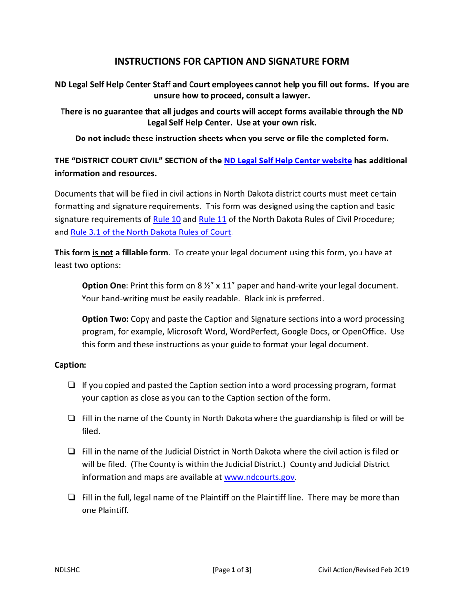 Caption and Signature - North Dakota, Page 3