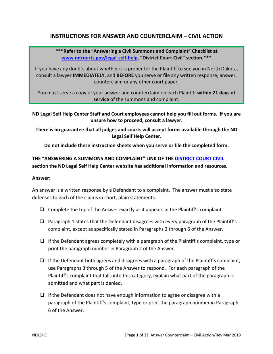 Answer and Counterclaim - North Dakota, Page 5