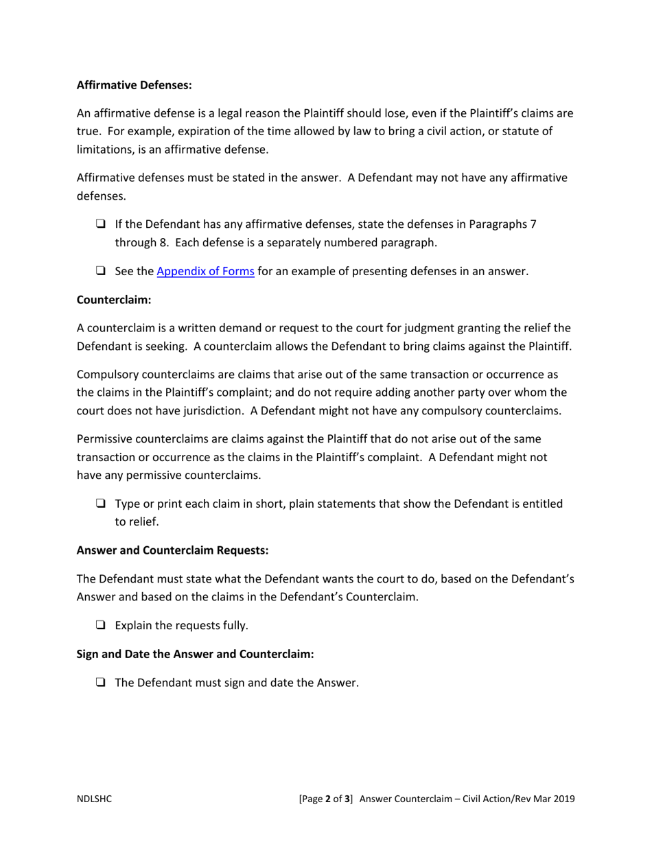 Answer and Counterclaim - North Dakota, Page 6