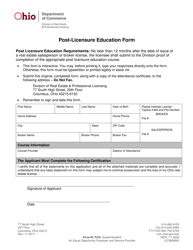 Document preview: Form COM3689 (REPL-17-0032) Post-licensure Education Form - Ohio