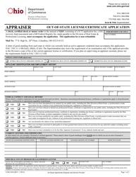 Form COM3650 Appraiser out of State License/Certificate Application - Ohio, Page 3
