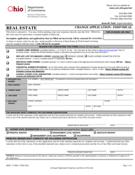 Document preview: Form COM3628 (REPL-17-0002) Change Application - Individual - Ohio