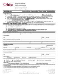 Form REPL-19-0035 Classroom Continuing Education Application - Ohio