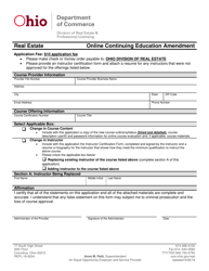 Document preview: Form REPL-19-0034 Online Continuing Education Amendment - Ohio