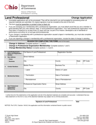 Document preview: Form REPL-19-0020 Land Professional Change Application - Ohio