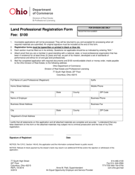 Document preview: Form REPL-19-0019 Land Professional Registration Form - Ohio