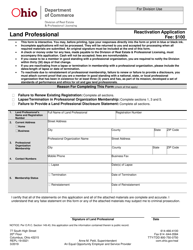 Document preview: Form REPL-19-0021 Land Professional Reactivation Application - Ohio