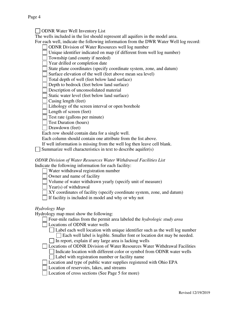 Checklistto Submit a Ground-Water Modeling Report for Odnr to Review - Ohio, Page 4