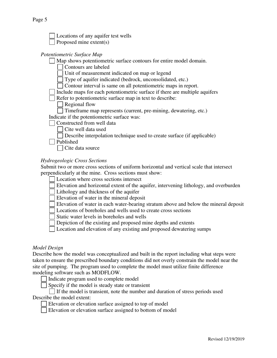 Ohio Checklistto Submit a Ground-Water Modeling Report for Odnr to ...