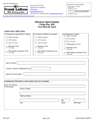 Form 521 Statutory Agent Update - Ohio, Page 2