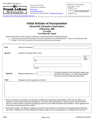 Form 532B Initial Articles of Incorporation (Nonprofit, Domestic Corporation) - Ohio, Page 2