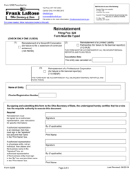 Form 525B Reinstatement - Ohio, Page 2