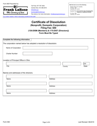 Form 560 Certificate of Dissolution (Nonprofit, Domestic Corporation) - Ohio, Page 2