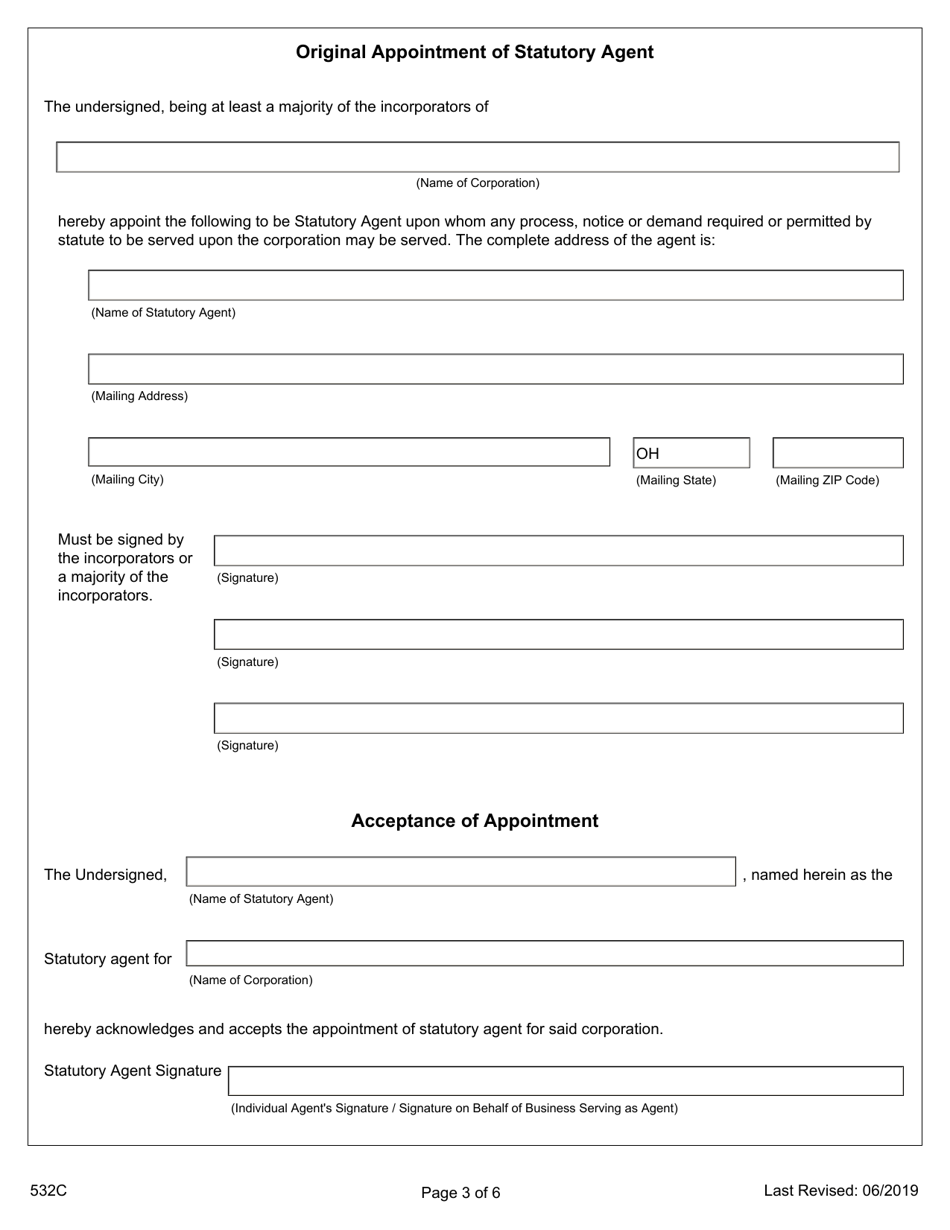 Form 532C Initial Articles of Incorporation (Professional Association, Domestic Corporation) - Ohio, Page 3