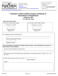 Form 543A Domestic Limited Liability Company Certificate of Amendment or Restatement - Ohio, Page 2