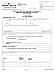 Form 567 Statement of Denial / Dissociation / Dissolution (Partnership / Limited Liability Partnership) - Ohio, Page 2