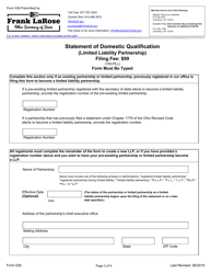 Form 536 Statement of Domestic Qualification (Limited Liability Partnership) - Ohio, Page 2