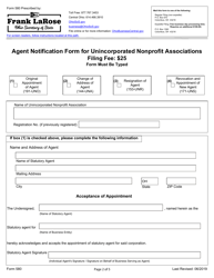 Form 580 Agent Notification Form for Unincorporated Nonprofit Associations - Ohio, Page 2