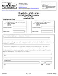 Form 533B Registration of a Foreign Limited Liability Company - Ohio, Page 2