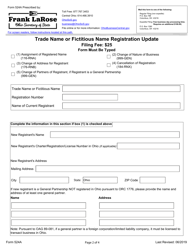 Form 524A Trade Name or Fictitious Name Registration Update - Ohio, Page 2