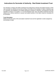 Form 569 Surrender of Authority - Real Estate Investment Trust - Ohio, Page 3