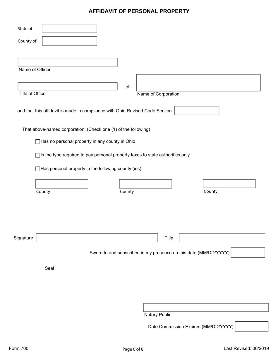 Form 700 Certificate for Conversion for Entities Converting Within or off the Records of the Ohio Secretary of State - Ohio, Page 6
