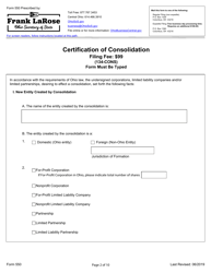 Form 550 Certification of Consolidation - Ohio, Page 2