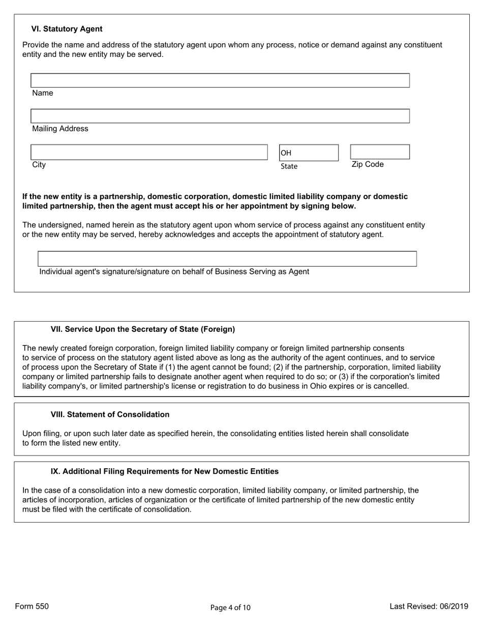 Form 550 - Fill Out, Sign Online and Download Fillable PDF, Ohio ...