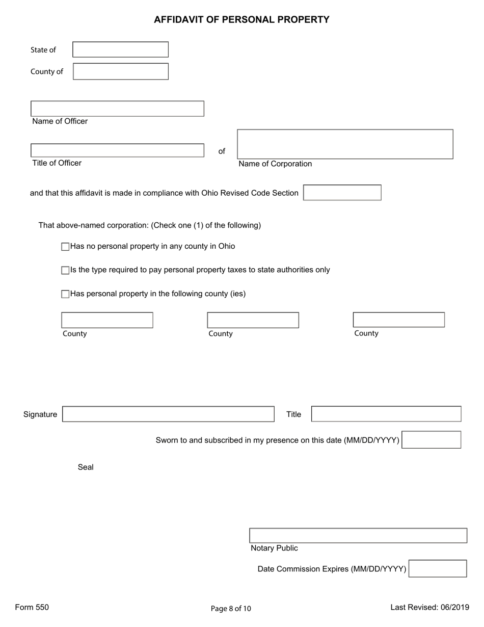 Form 550 Certification of Consolidation - Ohio, Page 8
