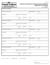 Form 31-Z Statement of Disposal of Excess Funds and Excess Aggregate Contributions - Ohio