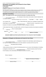 Form 1-C &quot;Declaration of Candidacy and Consent for Use of Name - Party Primary - President: Designation of Delegates and Alternates and Consent for Use of Name&quot; - Ohio