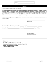 Identity Theft Notification and Affidavit - Ohio, Page 3