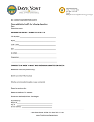 Document preview: Bci Correction Form for Courts - Ohio