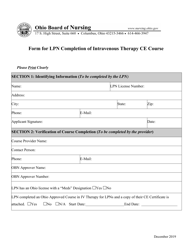 Form for Lpn Completion of Intravenous Therapy Ce Course - Ohio, Page 2
