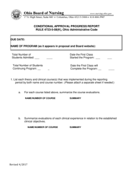 Document preview: Conditional Approval Progress Report - Ohio