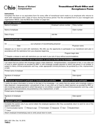 Form TWB-2 (BWC-3001) &quot;Transitional Work Offer and Acceptance Form&quot; - Ohio