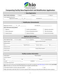 Document preview: Composting Facility New Registration and Modification Application - Ohio