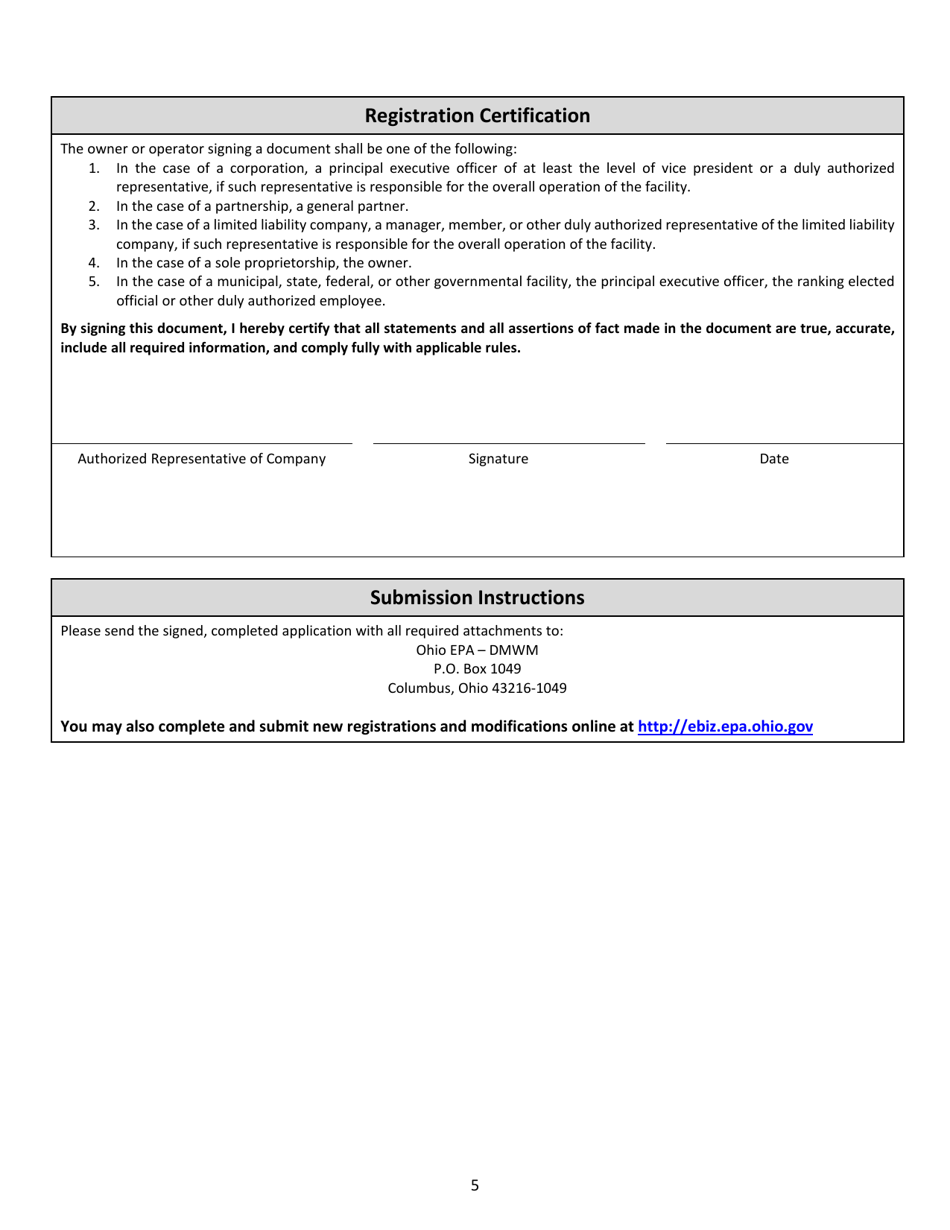 Composting Facility New Registration and Modification Application - Ohio, Page 5
