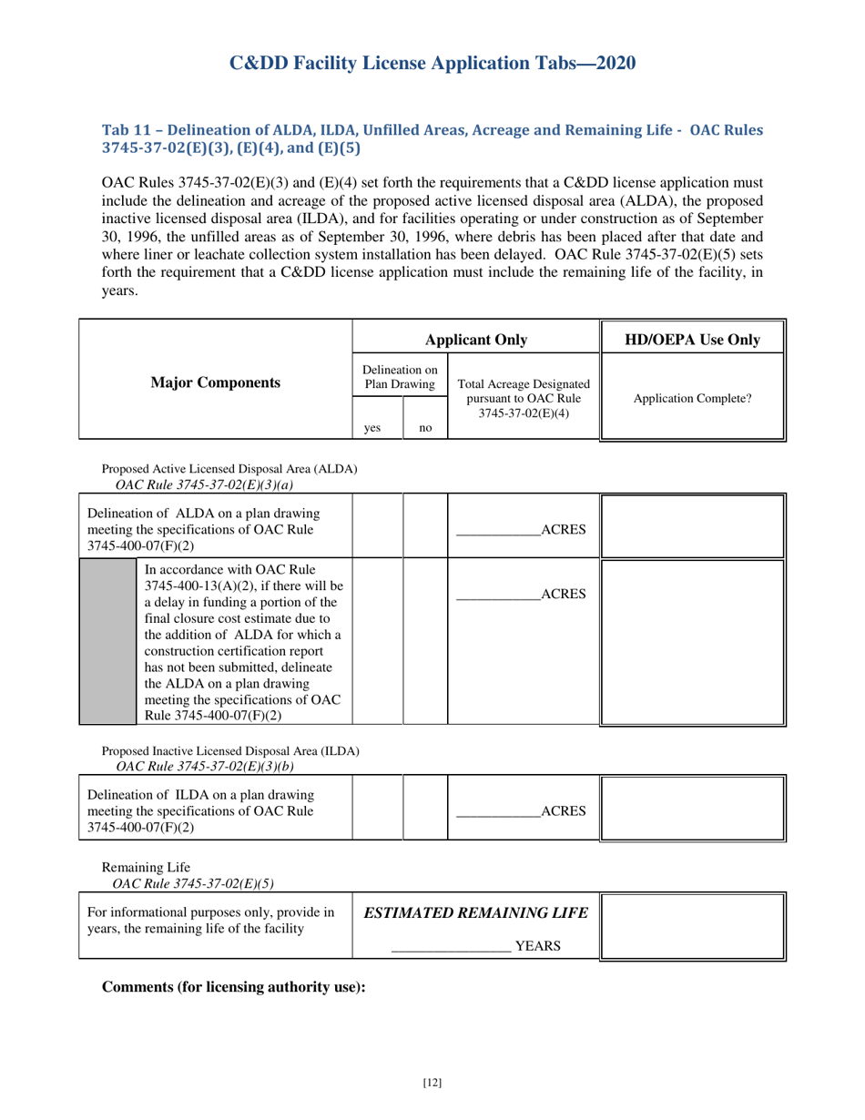 CDD Facility License Application Tabs - Ohio, Page 12