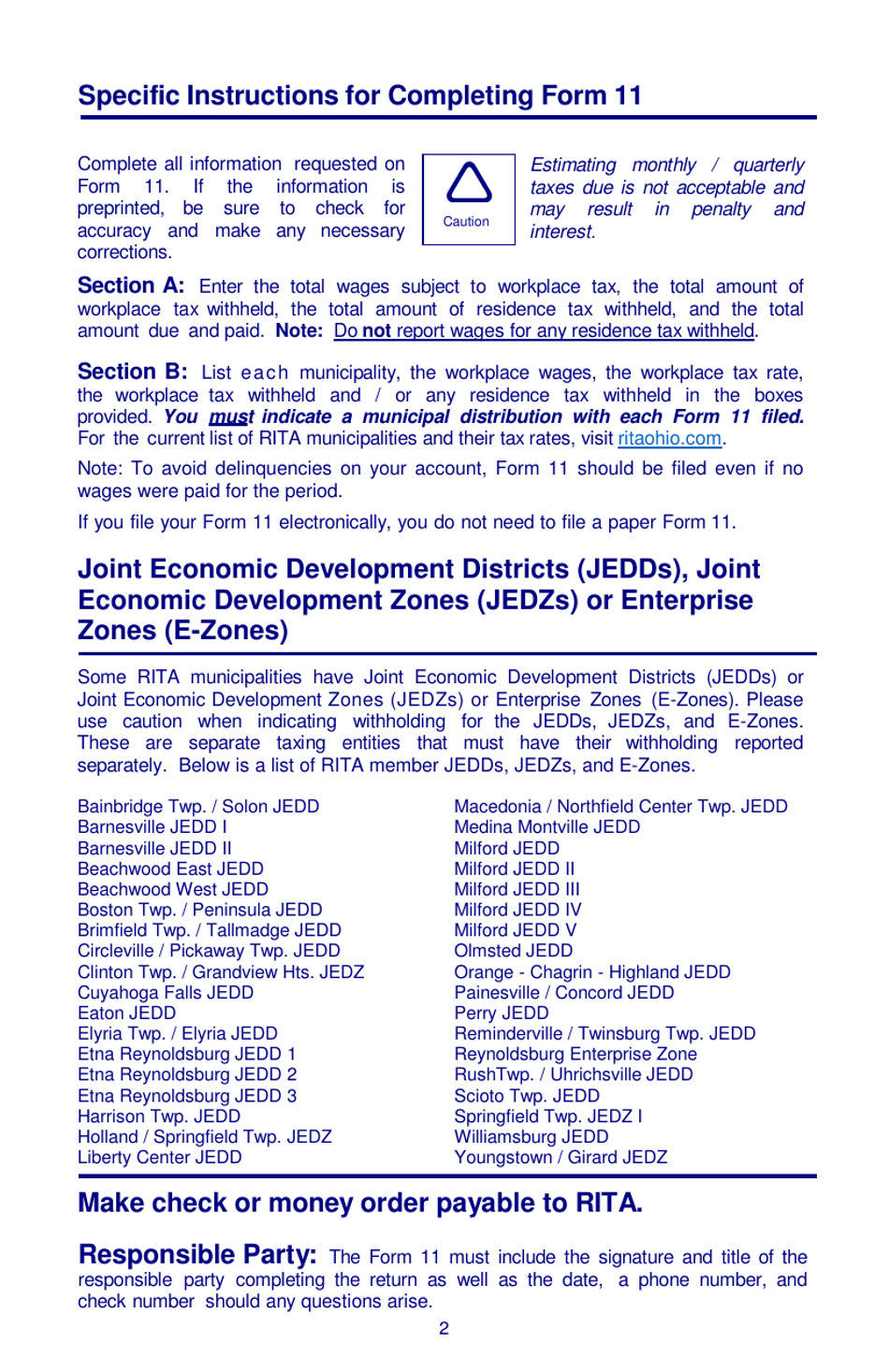 Instructions for Form 11 Employers Municipal Withholding Statement - Ohio, Page 3