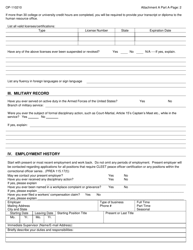 Form OP-110210 Attachment A Part a - Applicant Questionnaire &amp; Background Investigation Form - Oklahoma, Page 2