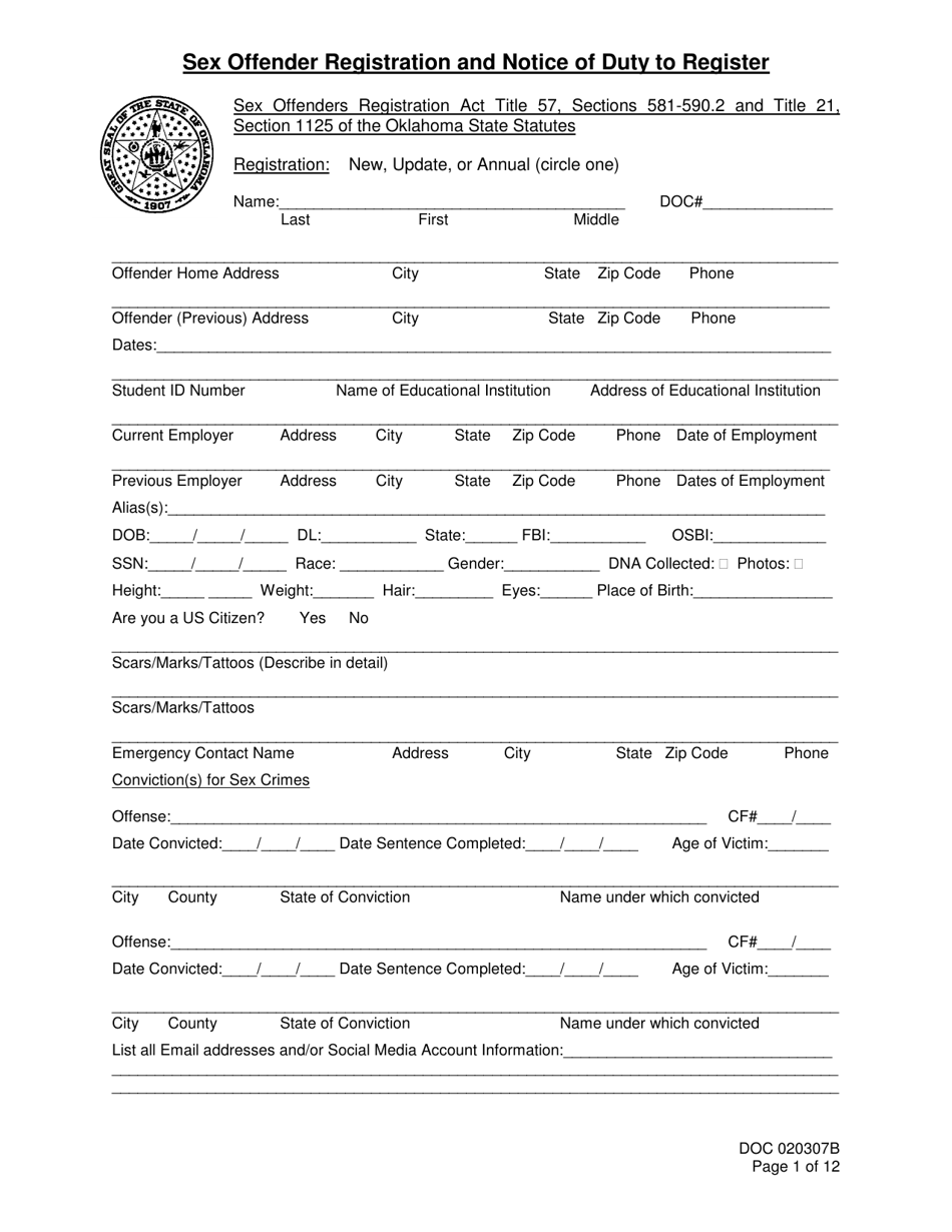 DOC Form 020307B Fill Out, Sign Online and Download Printable PDF